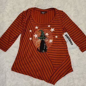 NEW Halloween Black Cat Onque Casual Top